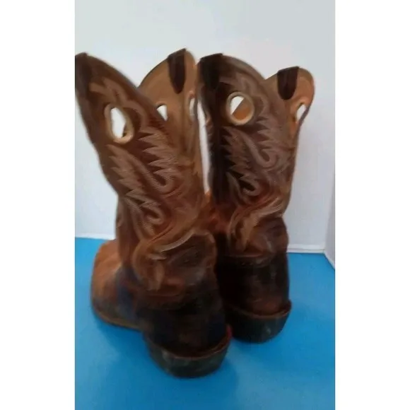 Cowboy Western Boots Detailed Stitching Leather Brown Boots Size Unknown