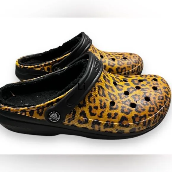 Crocs Cheetah Print Women’s Clogs Dual Comfort Shoes Size 8
