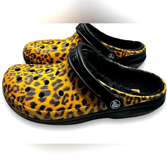 Crocs Cheetah Print Women’s Clogs Dual Comfort Shoes Size 8