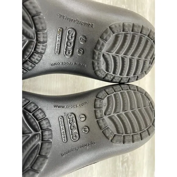 Crocs Kadee 11215 Women's 7 Black Rubber Slip-On Waterproof Casual Ballet Flat