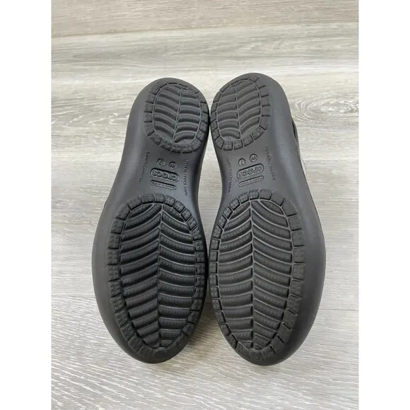 Crocs Kadee 11215 Women's 7 Black Rubber Slip-On Waterproof Casual Ballet Flat