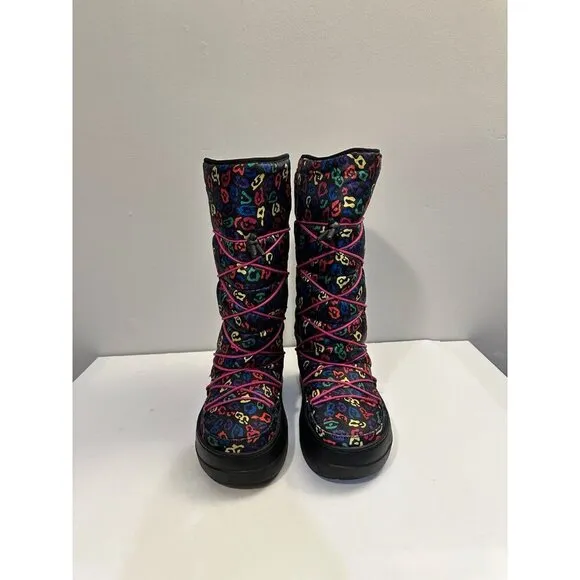 Crocs Kosmo Tall Mid-Calf Leopard Multicolored Winter Snow Boots Size 11