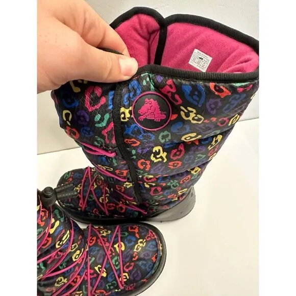 Crocs Kosmo Tall Mid-Calf Leopard Multicolored Winter Snow Boots Size 11