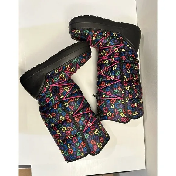 Crocs Kosmo Tall Mid-Calf Leopard Multicolored Winter Snow Boots Size 11