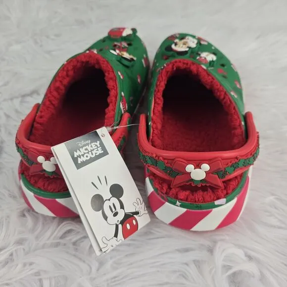 Crocs Mickey Mouse Christmas Holiday Lined Clogs Men's Size 7 Women's Size 9
