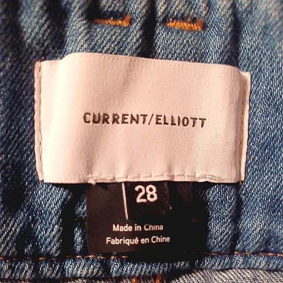 CURRENT/ELLIOTT Pinball Crop Maritime High-Waisted Button Flared Jeans EUC