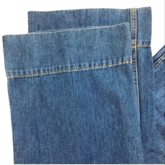 CURRENT/ELLIOTT Pinball Crop Maritime High-Waisted Button Flared Jeans EUC