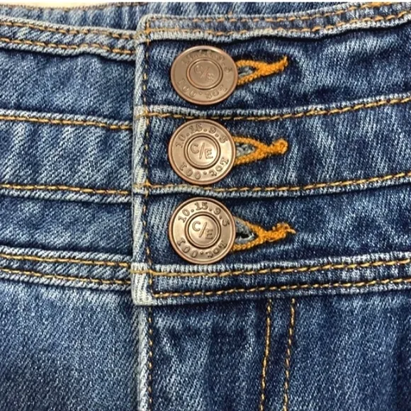 CURRENT/ELLIOTT Pinball Crop Maritime High-Waisted Button Flared Jeans EUC