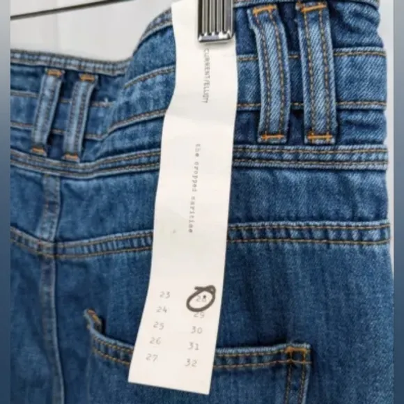 CURRENT/ELLIOTT Pinball Crop Maritime High-Waisted Button Flared Jeans EUC