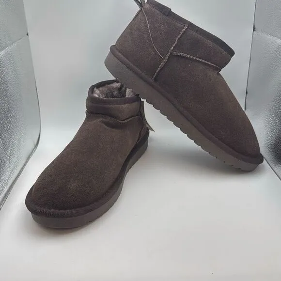 CUSHIONAIRE Women's COZY Genuine Suede Ankle Snow Boots SIZE 9.5 WIDE CHOCOLATE