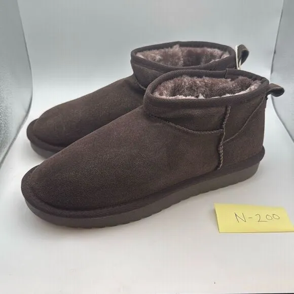 CUSHIONAIRE Women's COZY Genuine Suede Ankle Snow Boots SIZE 9.5 WIDE CHOCOLATE