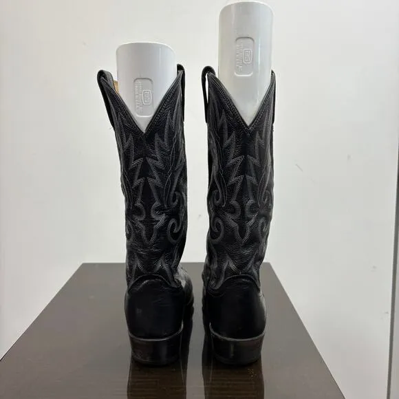 Dan Post Black Leather Western Cowboy Boots Men's 9.5D