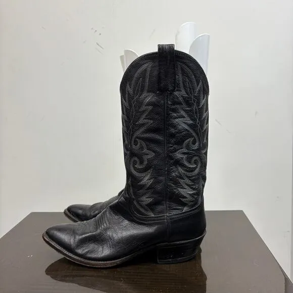 Dan Post Black Leather Western Cowboy Boots Men's 9.5D