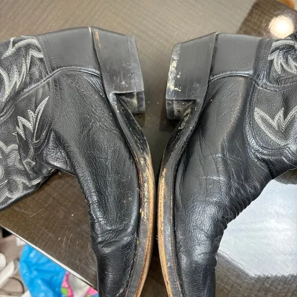 Dan Post Black Leather Western Cowboy Boots Men's 9.5D
