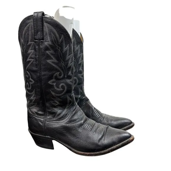 Dan Post Black Leather Western Cowboy Boots Men's 9.5D