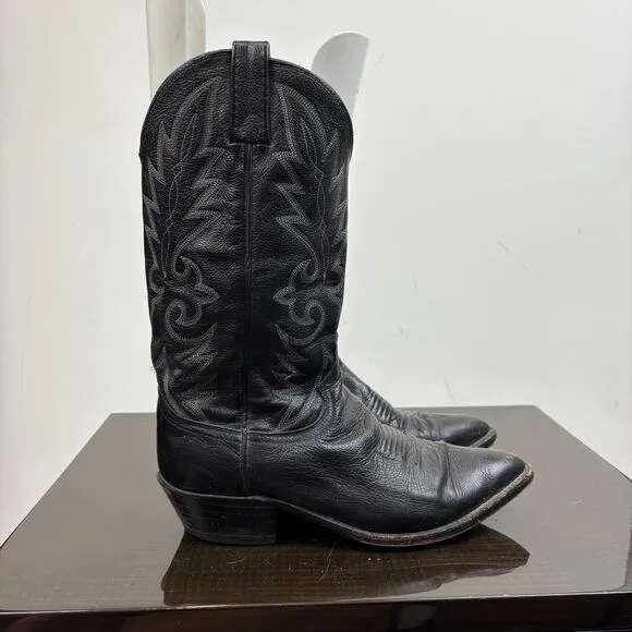 Dan Post Black Leather Western Cowboy Boots Men's 9.5D