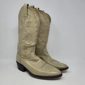 Dan Post Boots Mens 9.5D Bone Taupe Western Cowboy Rodeo Vintage