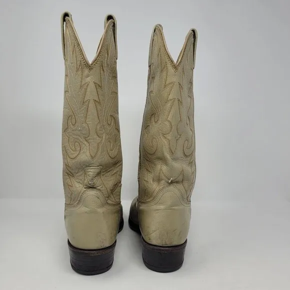 Dan Post Boots Mens 9.5D Bone Taupe Western Cowboy Rodeo Vintage