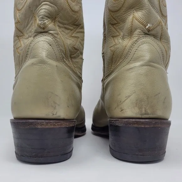 Dan Post Boots Mens 9.5D Bone Taupe Western Cowboy Rodeo Vintage