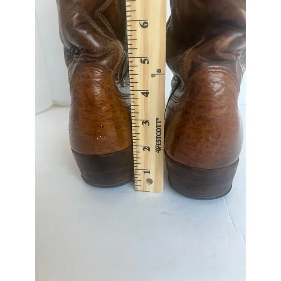 DAN POST Brown Leather Western Cowboy Almond Toe Embroidered Midcalf Boots 9D