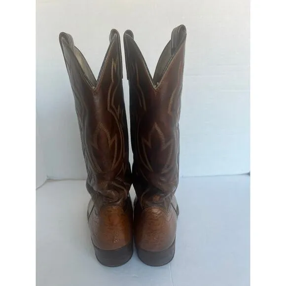 DAN POST Brown Leather Western Cowboy Almond Toe Embroidered Midcalf Boots 9D