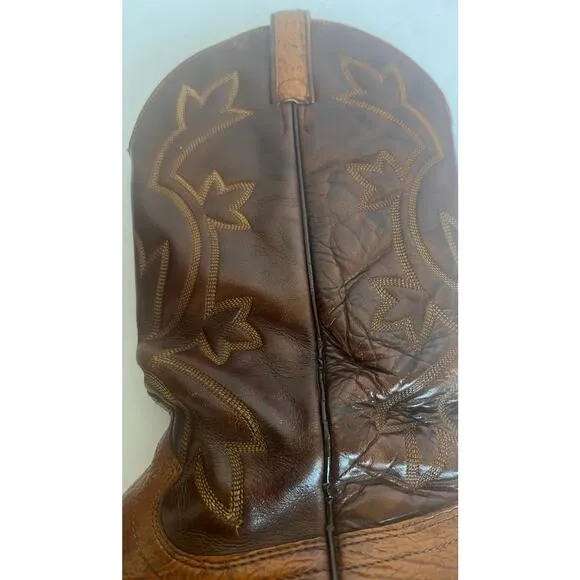 DAN POST Brown Leather Western Cowboy Almond Toe Embroidered Midcalf Boots 9D