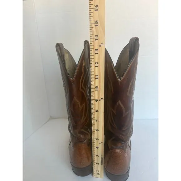 DAN POST Brown Leather Western Cowboy Almond Toe Embroidered Midcalf Boots 9D