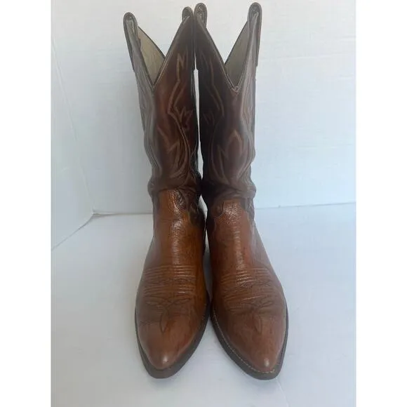 DAN POST Brown Leather Western Cowboy Almond Toe Embroidered Midcalf Boots 9D