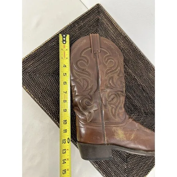Dan Post Men's Leather Cowboy Boots 9.5 D Brown Mignon Western Corona Style