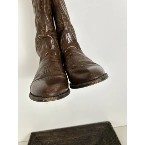 Dan Post Men's Leather Cowboy Boots 9.5 D Brown Mignon Western Corona Style