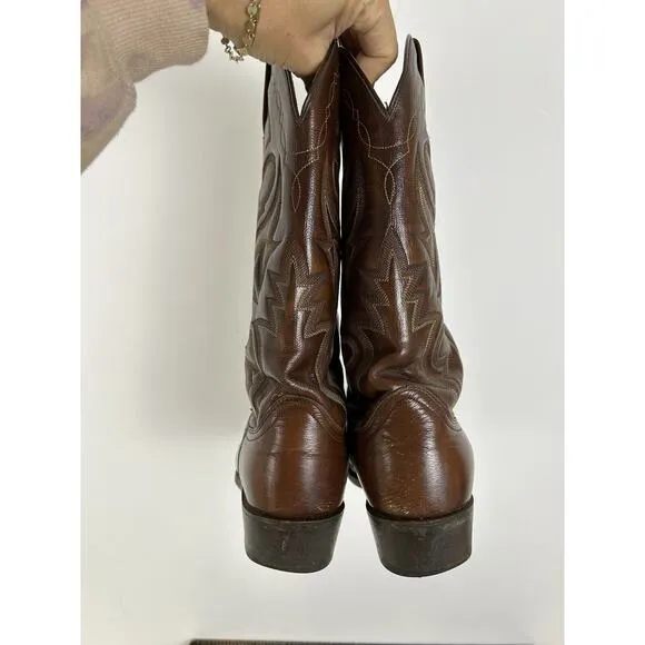 Dan Post Men's Leather Cowboy Boots 9.5 D Brown Mignon Western Corona Style
