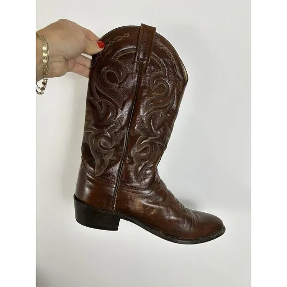 Dan Post Men's Leather Cowboy Boots 9.5 D Brown Mignon Western Corona Style