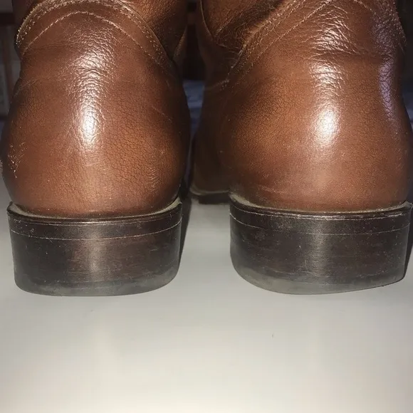 Dan Post Roper Leather Cowboy Western Boots Brown Pull On Style #6587 Mens 9