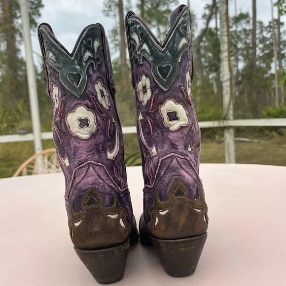 DAN POST vintage purple arrow hearts leather cowgirl boots size 7