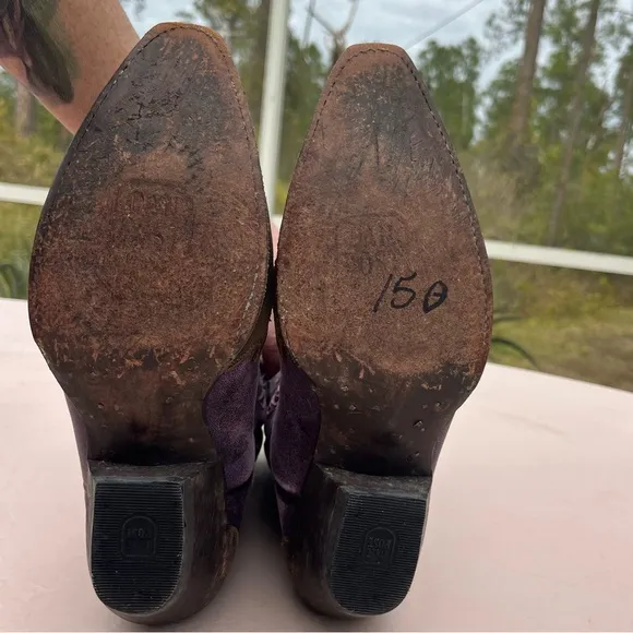 DAN POST vintage purple arrow hearts leather cowgirl boots size 7