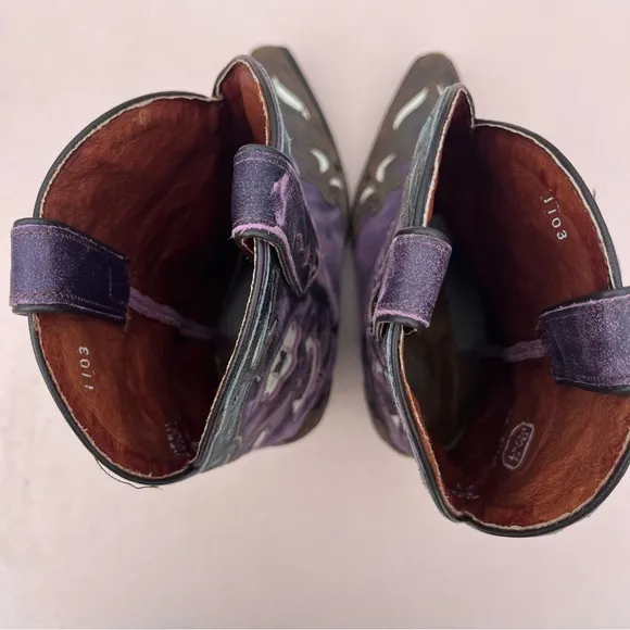 DAN POST vintage purple arrow hearts leather cowgirl boots size 7