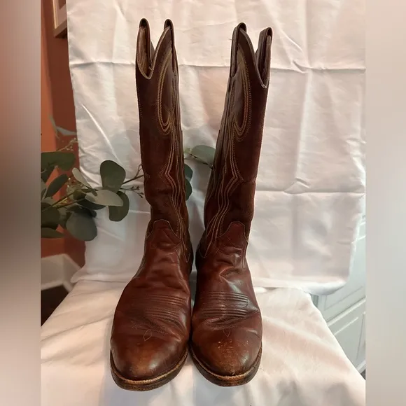 Dan Post | Women’s | western | cowboy | 6 | white stitch brown | leather | boots
