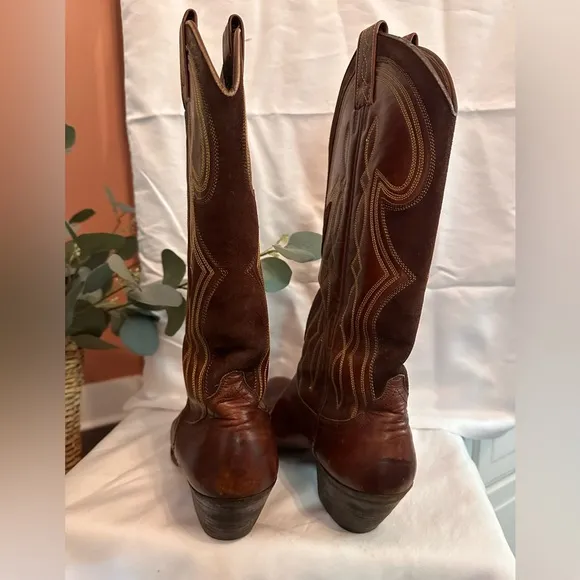 Dan Post | Women’s | western | cowboy | 6 | white stitch brown | leather | boots