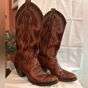 Dan Post | Women’s | western | cowboy | 6 | white stitch brown | leather | boots
