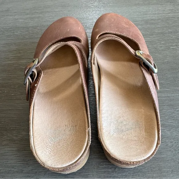 Dansko Britney Clogs Brown Leather Shoes 38