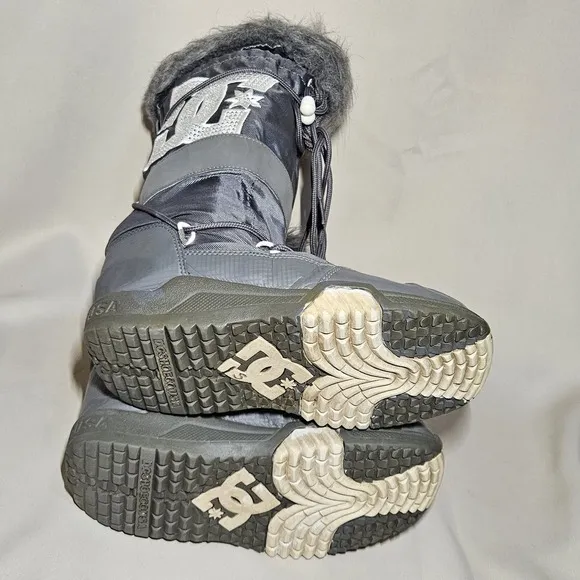 DC Chalet 2.0 LE Snow Boots Women's 6.5-7.5 Gray Faux Fur Trim Rhinestone Rare