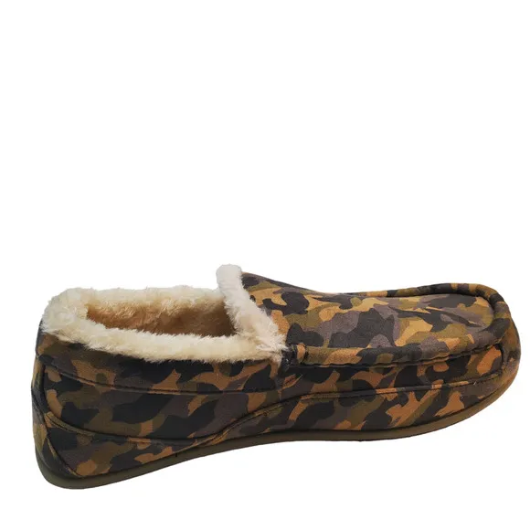 Deer Stags Mens  Shoes Spun Faux Fur Cozy Moccasin Slippers Brown Camo 9M