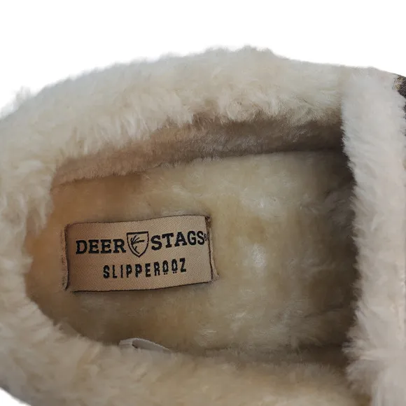 Deer Stags Mens  Shoes Spun Faux Fur Cozy Moccasin Slippers Brown Camo 9M