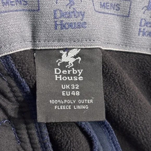 DERBY HOUSE Navy Blue Fleece Lined Equestrian Rising Breeches