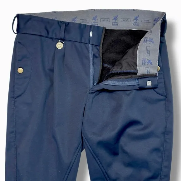 DERBY HOUSE Navy Blue Fleece Lined Equestrian Rising Breeches