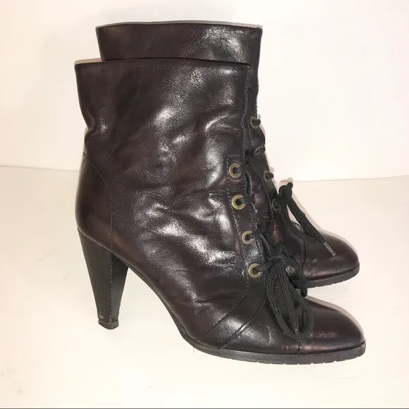 DEREK LAM leather steampunk black BOOTS  39 9 8.5 90s