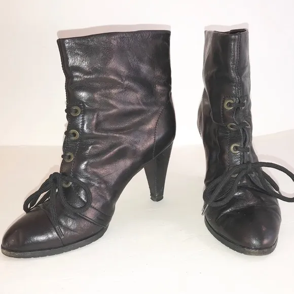 DEREK LAM leather steampunk black BOOTS  39 9 8.5 90s