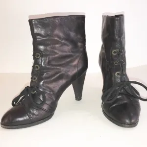 DEREK LAM leather steampunk black BOOTS  39 9 8.5 90s
