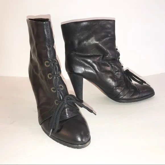 DEREK LAM leather steampunk black BOOTS  39 9 8.5 90s