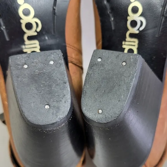 Dingo Western Boho 90's Leather Buckle Ankle Cowgirl Heeled Booties Brown 7M